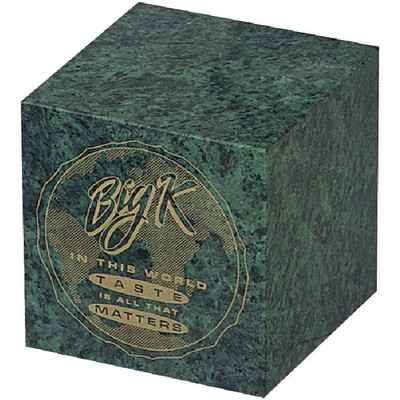 Green Marble Cube Paperweight (2 1/2" )