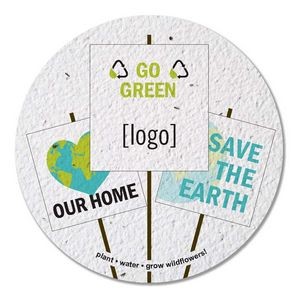 3.875" Earth Day Seed Paper Circular Coaster - Style B