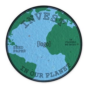 3.875" Earth Day Seed Paper Circular Coaster - Style D