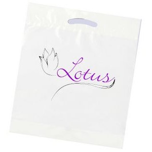 1.85 Mil Recycled White Fold Over Die Cut Bag 2C2S (16