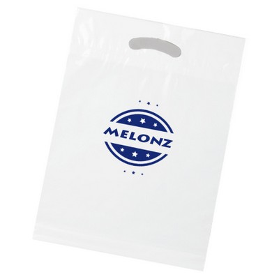1.85 Mil Recycled White Fold Over Die Cut Bag 1C2S (11"x15"x2")