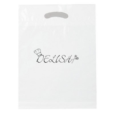 1.5 Mil Recycled White Fold Over Die Cut Bag 1C2S (9"x12")