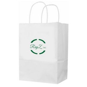 Recycled White Kraft Paper Shopping Bag 1C1S (10"x5"x13")