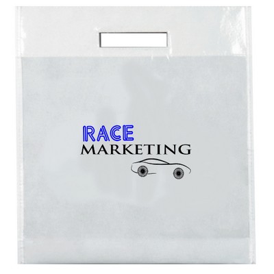 White Non Woven Fold Over Die Cut Handle Bag 2C2S (16"x18"x4")