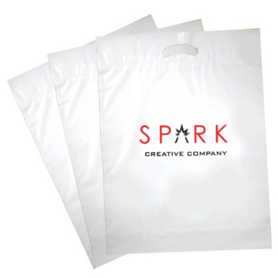 1.5 Mil Recycled White Fold Over Die Cut Bag 2C2S (9"x12")