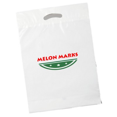1.85 Mil Recycled White Fold Over Die Cut Handle Bag 2C2S (13"x18"x4")