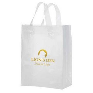Natural Frosted Plastic Soft Loop Shopping Bag 1C1S (8"x4"x10")
