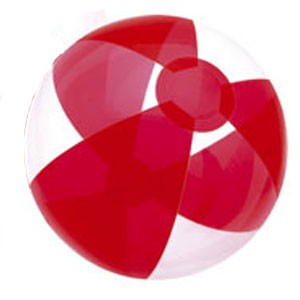 12" Inflatable Translucent Red/Clear Beach Ball