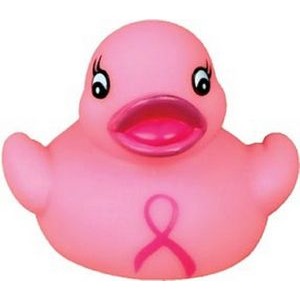 Mini Rubber Pink Ribbon Duck Toy