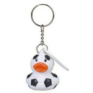 Rubber Soccer Ball Duck Key Chain