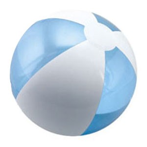 16" Inflatable Translucent Blue/White Beach Ball