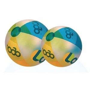 12" Inflatable Translucent Lime Green/Orange/Teal with Opaque White Beach Ball