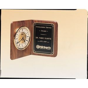 Solid Brass Diamond-Spun Bezel Freestanding Clock w/Glass Lens & Ivory Dial (12.5"x 9.5")