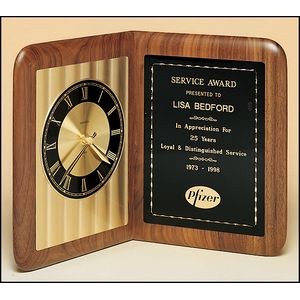 Airflyte Edge Diamond Cut Freestanding Clock w/Black Brass Plate & Black Dial (12.5"x 9.5")