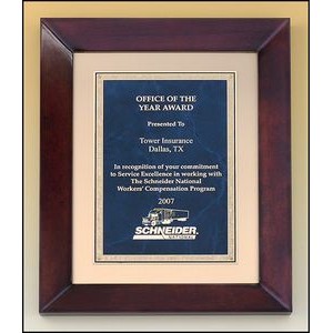 Airflyte® Cherry Plaque w/Sapphire Marble & Gold Plate & Brushed Metal Background (12"x 15")