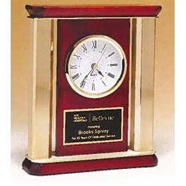 Airflyte® Rosewood Piano-Finish Clock w/Gold Aluminum Post & Accents