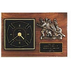 Wexford Series American Walnut Firematic Award Plaque w/Clock (12"x 18")