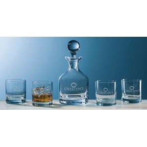 Classic Whiskey Decanter & Set of 4 Glasses (5 Piece Set)