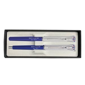 Monogram Collection - Garland® USA Made Metal Pen & Pencil Sets | High Gloss/Chrome | Chrome Accents