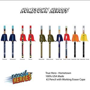 PENCIL HEROES™ #2 Pencils w/ Caped Eraser - Hometown Heroes