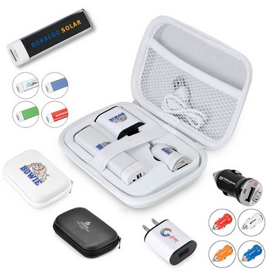 Tech Travel Set w/Power Bank & AC Wall Charger