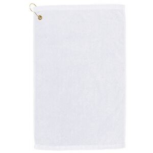 Medium Weight Golf Towel with Corner Hook & Grommet (White Embroidered)