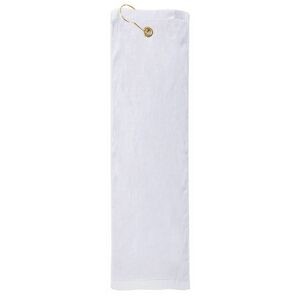 Premium Mid-Weight Velour Golf Towel - Trifolded (White Embroidered)