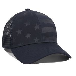 Debossed American Flag Cap w/Mesh Back