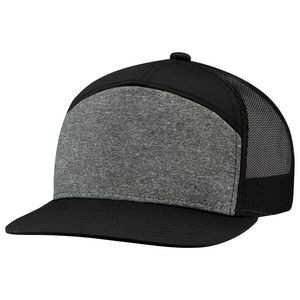 7 Panel Constructed Camper Style Cap w/Mesh Back w/Heather