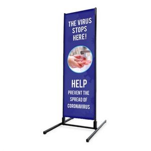 XL-85 Outdoor Sidewalk Sign - Virus Stop Here - Polyester Fabric, Double Sided
