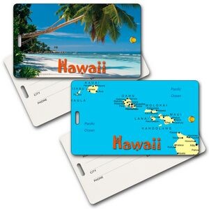 Privacy Luggage Tag w/3D Lenticular Images of Beach & Hawaiian Map (Custom)