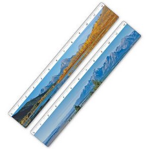 12" Ruler w/Grand Teton National Park Lenticular Flip Effect - Inch Scale Front (Blank)