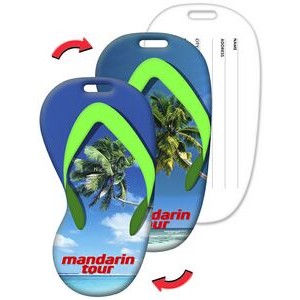Flip-Flop Shape Luggage Tag w/Palm Tree Lenticular Design (Imprinted)