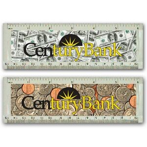 6" Acrylic Ruler with Dollars / Cents Lenticular Flip Effect (Imprinted)