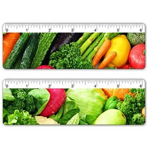 6" Lenticular Flip Stock Design Ruler w/Assorted Vegetables (Blank)