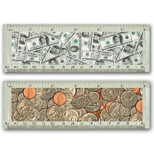 6" Acrylic Ruler with Dollars / Cents Lenticular Flip Effect (Blank)