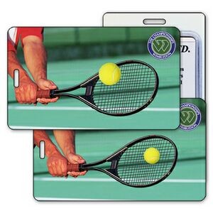 Luggage Tag w/3D Lenticular Image of a Tennis Ball and Racquet (Custom)