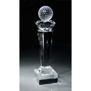 Elegant II Crystal Golf Tower Ball Award - 12 1/2'' h