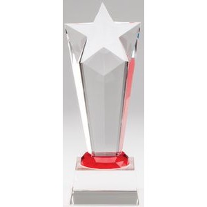 Star Red Glimmer Crystal Tower Trophy Award - 9'' h