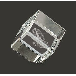 Important Bevelled Crystal Cube Paperweight S (1 1/2'')