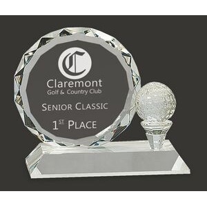 Tournament Crystal Plate & Tee Golf Award - 5 1/4'' H