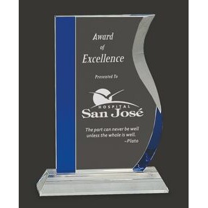 Elegance-in-Motion Blue/Clear Crystal Award S - 7 1/4'' H