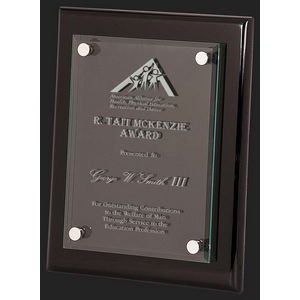 Floating Glass with Black Piano Finish Plaque Award M