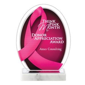 Brightest Hope Pink Ribbon Acrylic Awareness Award - 8 1/2'' H