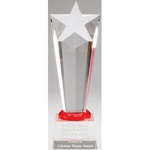 Star Red Glimmer Crystal Tower Trophy Award - 10'' h