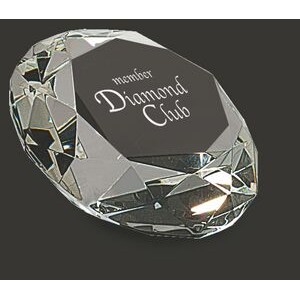 Manchester Round Full Diamond Crystal Facet Paperweight Award - 4'' diam.