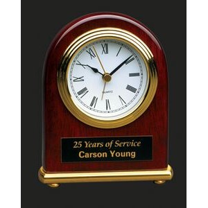 Stay On Time -Arch-RoseWood Piano Finish Desk Clock Award
