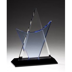 Dazzle 'Em Blue & Clear Optic Crystal Star Award - 9 1/4'' h