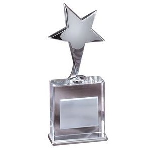 Creative Gleam Silver Star Crystal & Metal Award - 7 1/2'' h