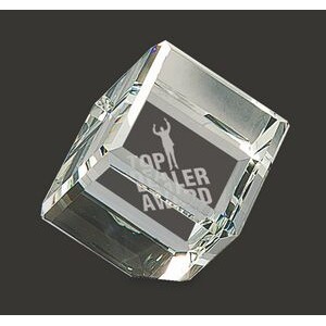 Important Bevelled Crystal Cube Paperweight L - 2 1/2''